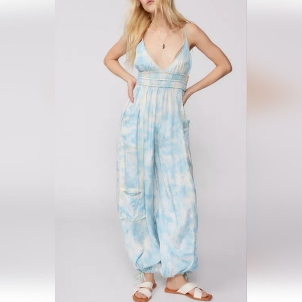NWT Urban Outfitters Out From Under Light Blue Tie-Dye Jumpsuit